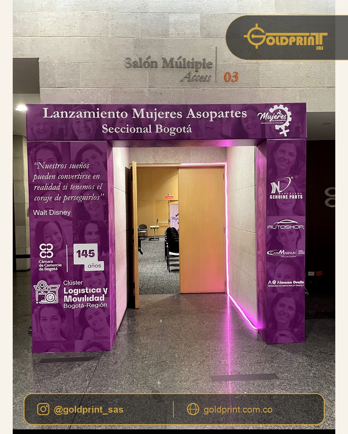 Instalación gráfica para el lanzamiento Mujeres Asopartes en Bogotá