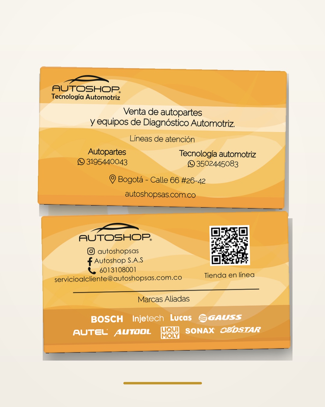 Tarjetas corporativas impresas para Autoshop
